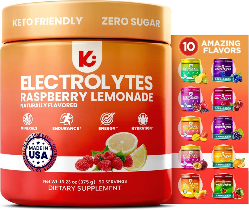 Keppi Electrolytes Powder – Raspberry Lemonade Flavor – No Sugar Hydration Supplement with Magnesium, Potassium, Sodium – 50 Servings – Keto, Vegan, Fasting-Friendly, Zero Calorie Electrolyte Drink