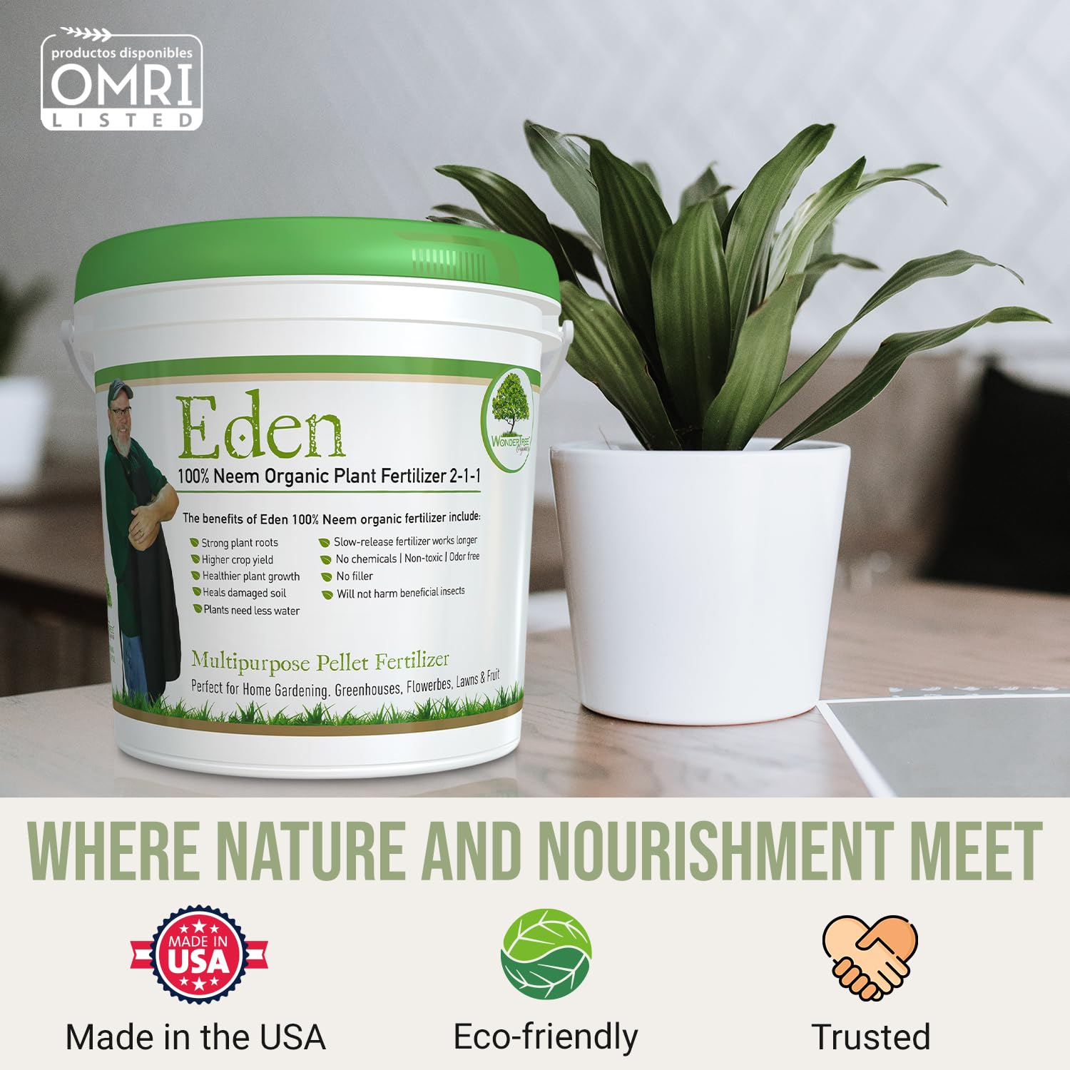Eden 100% Organic Neem Cake, for Vegetable Gardening, Fruit Trees, Roses & Indoor or Outdoor Plants, OMRI Listed (5lbs)