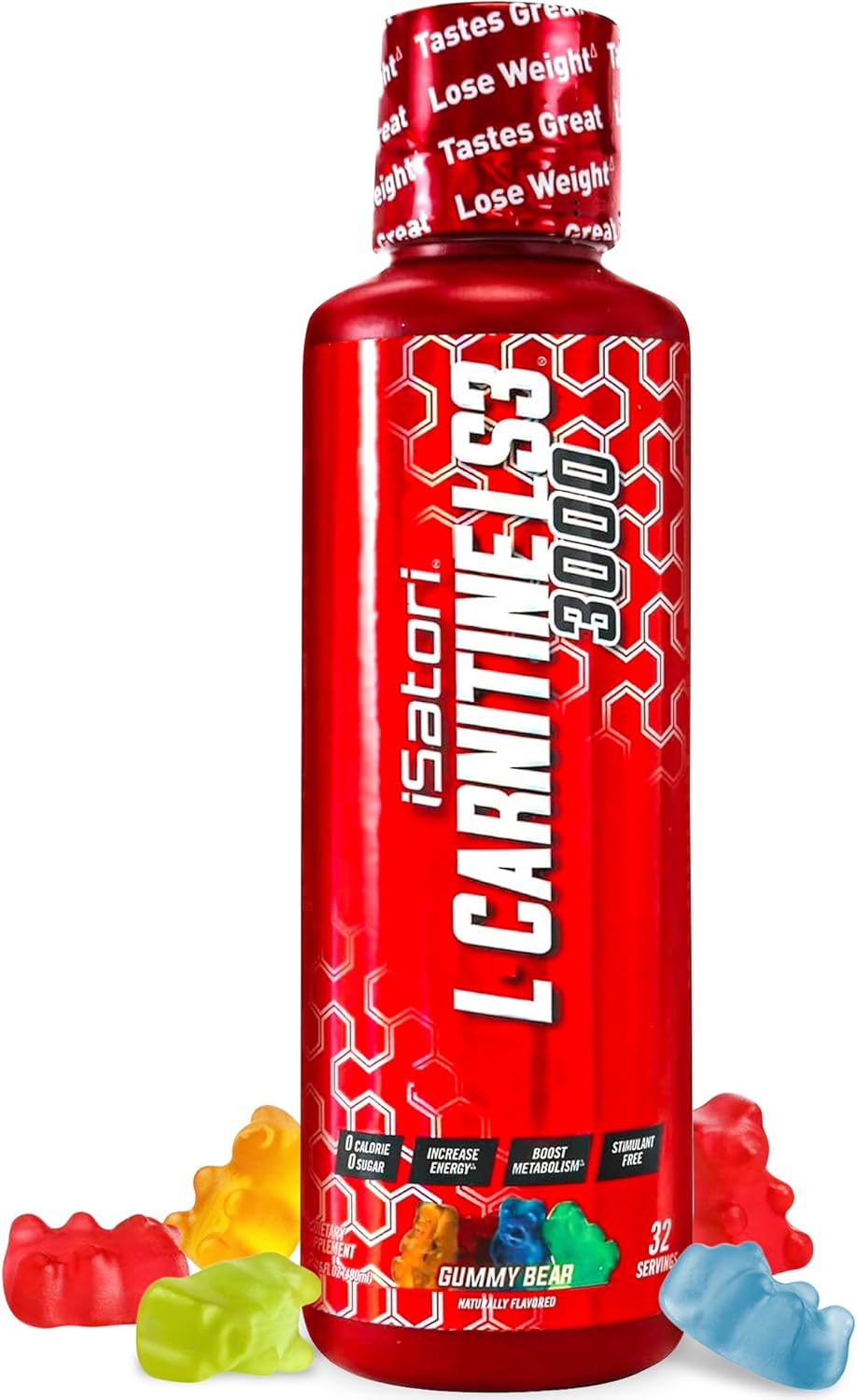 iSatori L-Carnitine LS3 3000, Triple-Blend Liquid L Carnitine Supplement, with Acetyl & Tartrate, Stimulant Free Energy, No Calories, Sugar or Gluten, Keto-Friendly, Gummy Bear Flavor (32 Servings)
