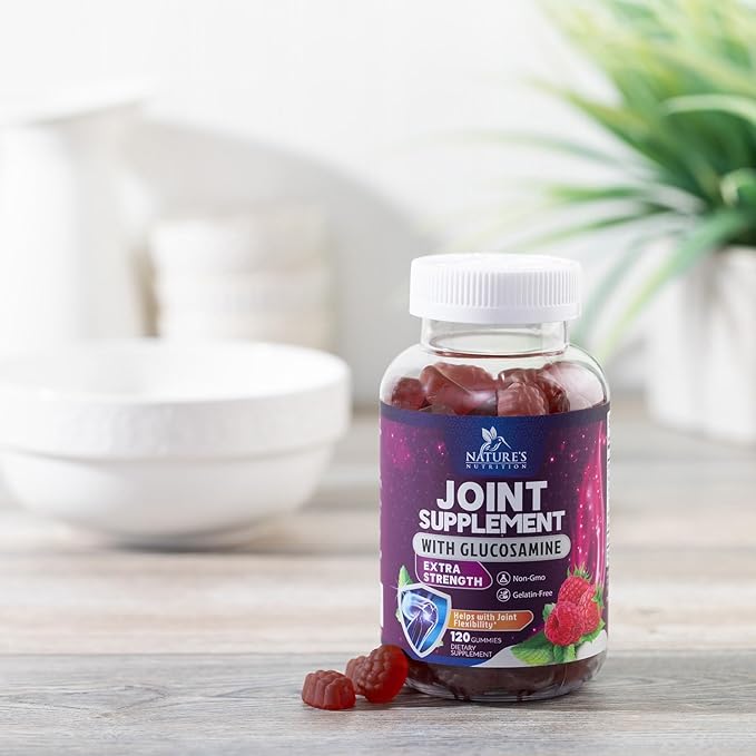 Joint Support Gummies - Glucosamine Plus Vitamin E Nature's Joint Support Supplement for Occasional Discomfort for Back, Knees & Hands - Cartilage & Joint Health & Flexibility Support - 120 Gummies