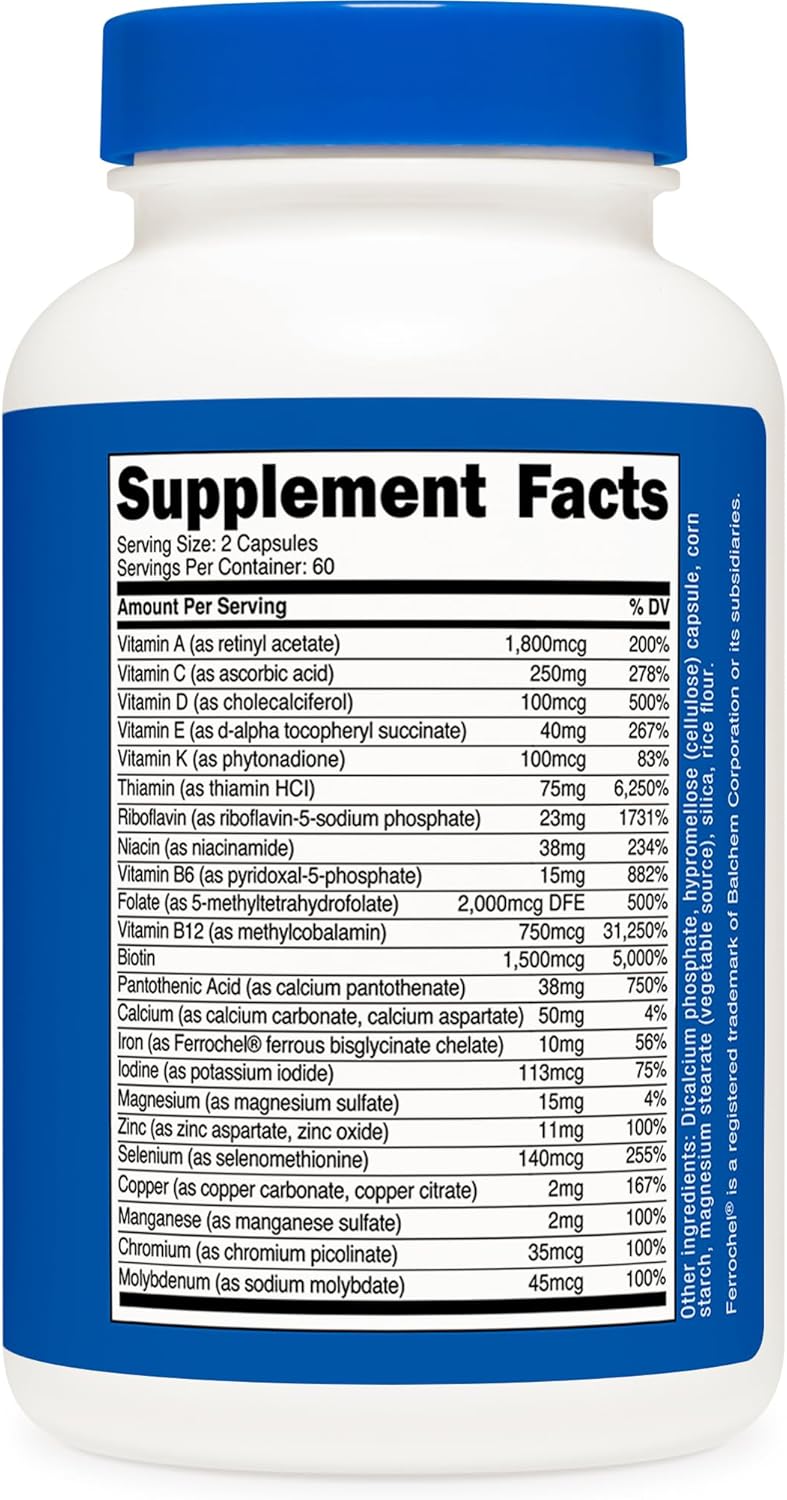 Nutricost Methylated Multivitamin 120 Capsules, 60 Servings - 23 Vitamin & Minerals Per Serving