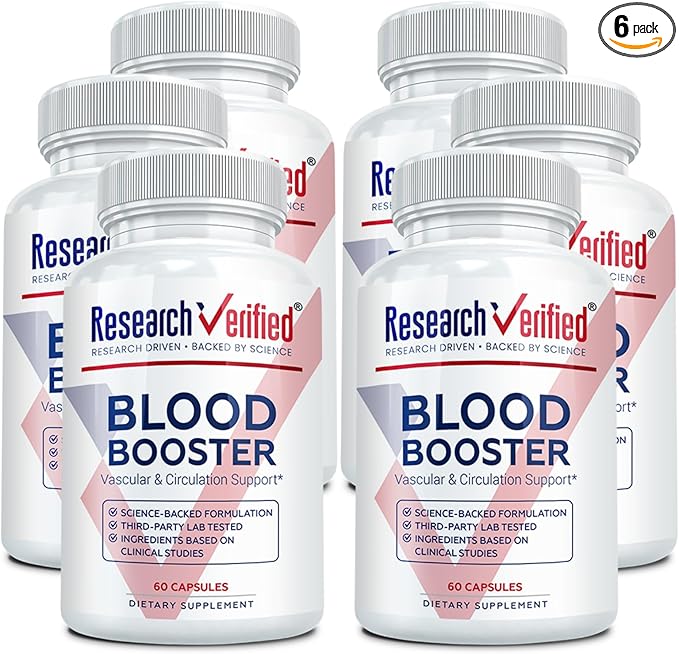 Research Verified Blood Booster - Blood Support - Hawthorn, Magnesium, Celery Seed Powder, BioPerine - 360 Capsules - 6 Month Supply