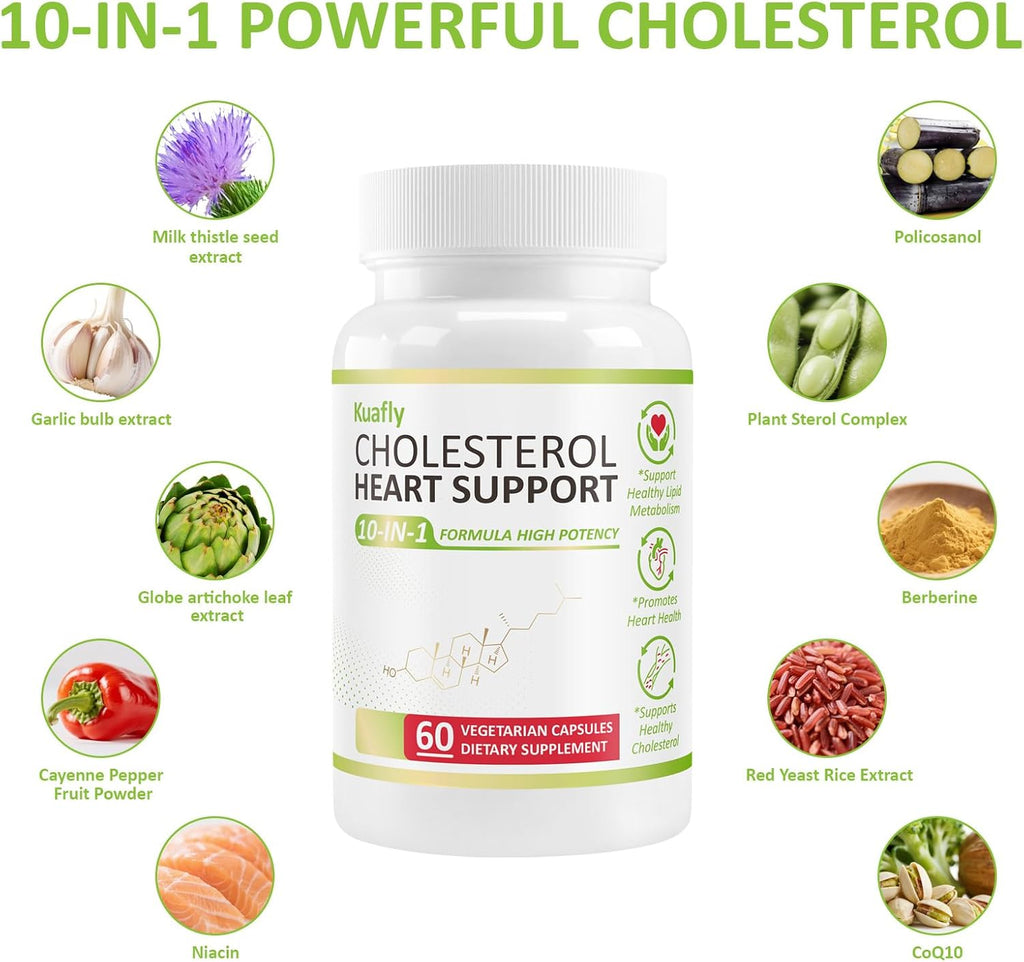 Cholesterol Lowering Supplements & Heart Support with Plant Sterols, Niacin, Red Yeast Rice, Cholesterol Supplements Support Normal Cholesterol Levels 120 Capsules
