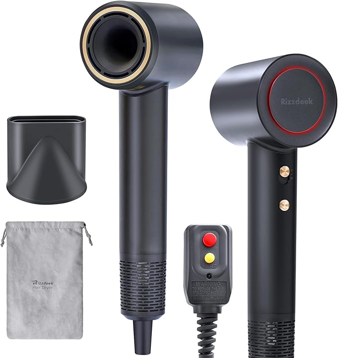 Hair Dryer,High Speed Ionic Low Noise Blow Dryer 160,000 RPM 500M Negative Ions Blow Dryer for Ultimate Shine,Ultra-Fast Drying,Heat Control,Professional Portable Hair Dryer for Travel,Black
