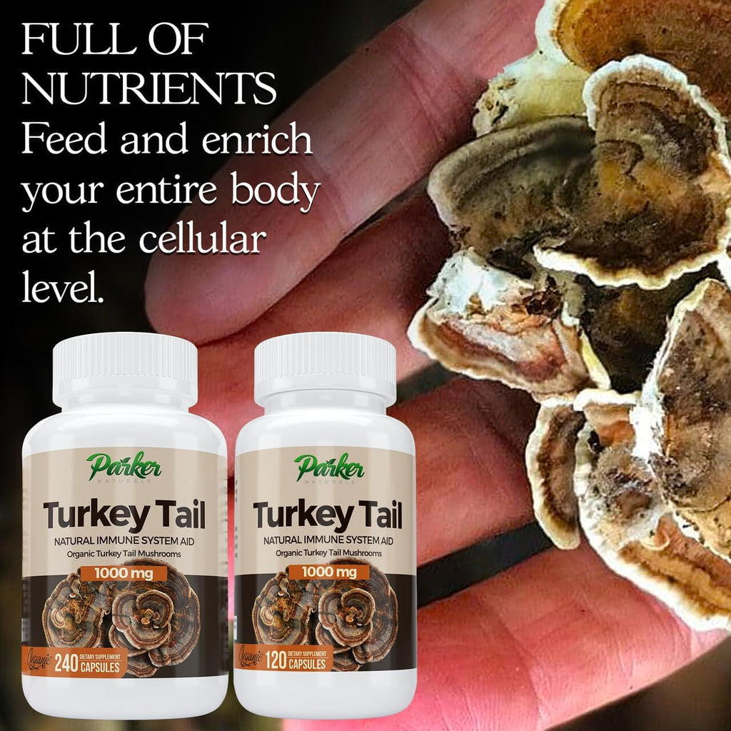 Turkey Tail Mushroom Capsules - Organic Mushroom Supplement for Immune System Health Support - 1000 mg Premium Mushroom Supplements - 120 Capsules