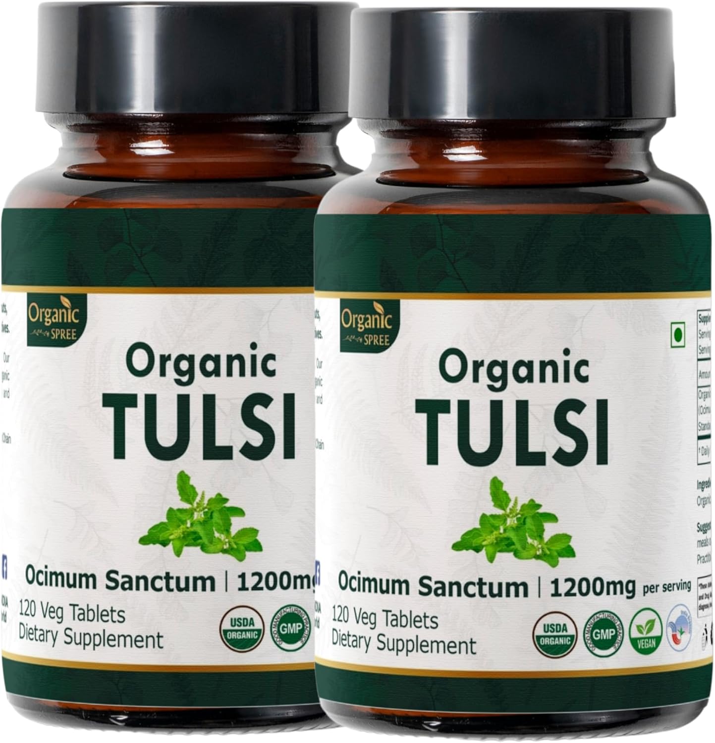 Tulsi 120 Tablets – USDA Organic Holy Basil – Supports Stress Relief & Adaptogenic Balance* - Pack of 2