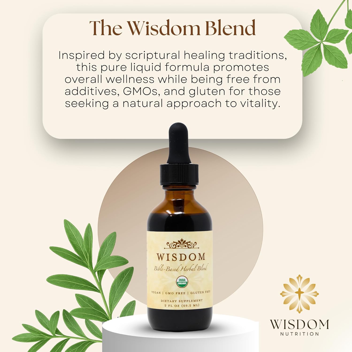 Organic Turmeric, Frankincense and Myrrh – Herbal Supplement Blend for Energy, Detox, Focus, Immunity & Stress – Non-GMO Vegan Tonic with Milk Thistle – Wisdom Bible Based Blend – 2oz Liquid Drops