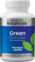 Green Complex - Vegan Non GMO Organic Spirulina Algae, Organic Barley Grass Eleuthero, Cordyceps, Rhodiola Rosea, Reishi, Ashwagandha Superfood Supplement - 90 Vegetarian Caps