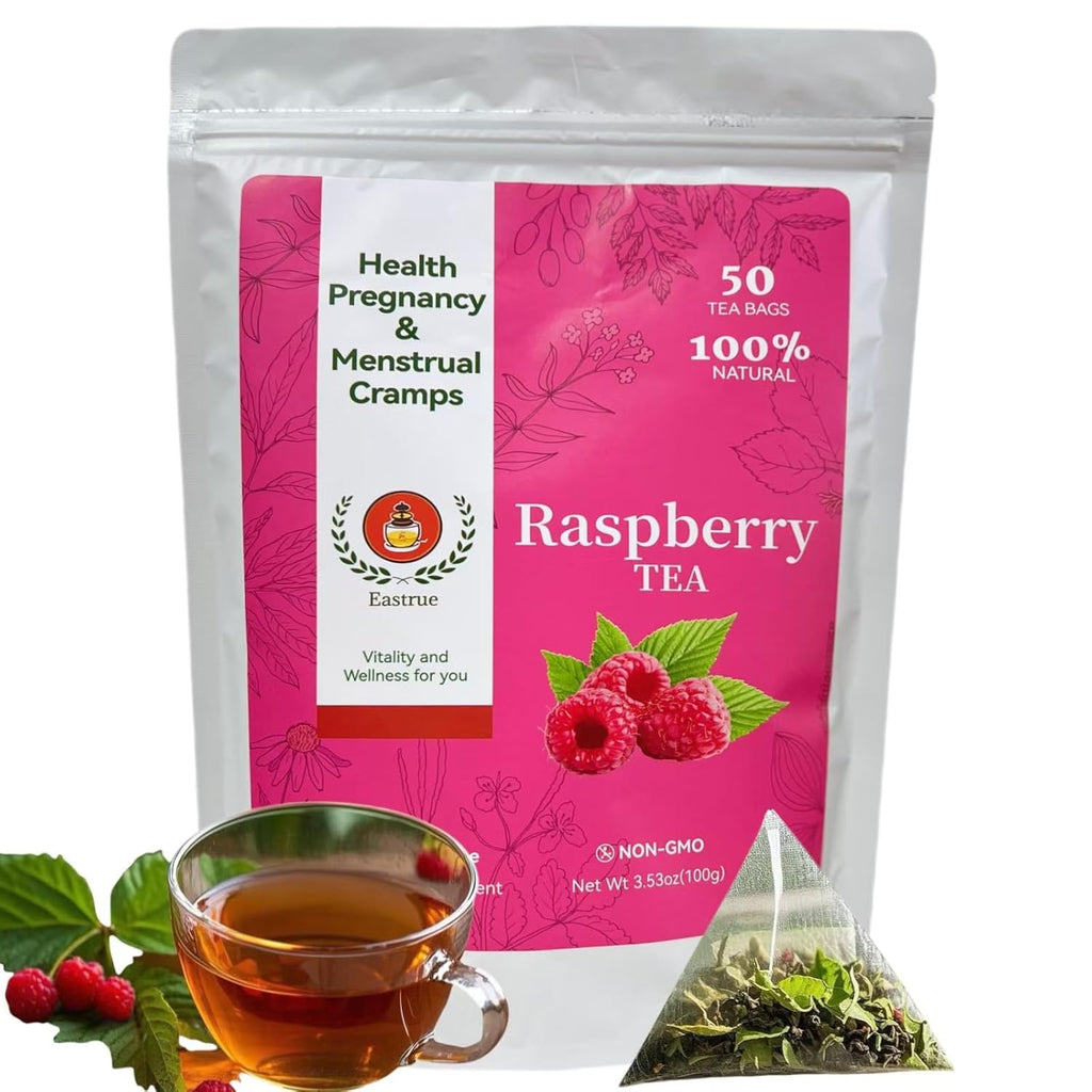 Eastrue-50 Organic Raspberry Leaf Tea Bags-Natural Pregnancy Tea,Red Raspberry Leaf Herbal Tea for Hormone Balance,Menopause - Natural Menstrual Cycle Support,Non-GMO - Caffeine-free