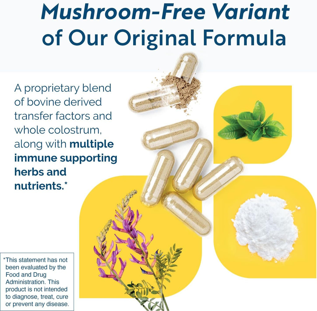 Researched Nutritionals Transfer Factor Multi-Immune Colostrum Supplement - Mushroom-Free Immune Support with Zinc, Beta Glucan, and Green Tea - Backed by Clinical Research (90 Capsules)
