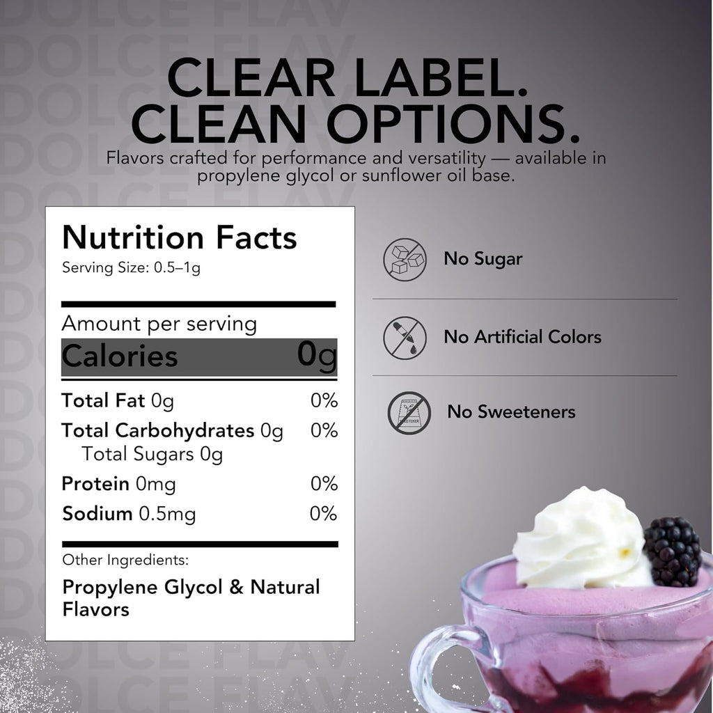 Dolce Flav Blackberry Extract - 2 Ounce Water-Soluble Multipurpose Flavoring Ideal for Baked Goods, Beverages, Coffee, Desserts & Ice Cream - Perfect Kitchen Gift for Holidays