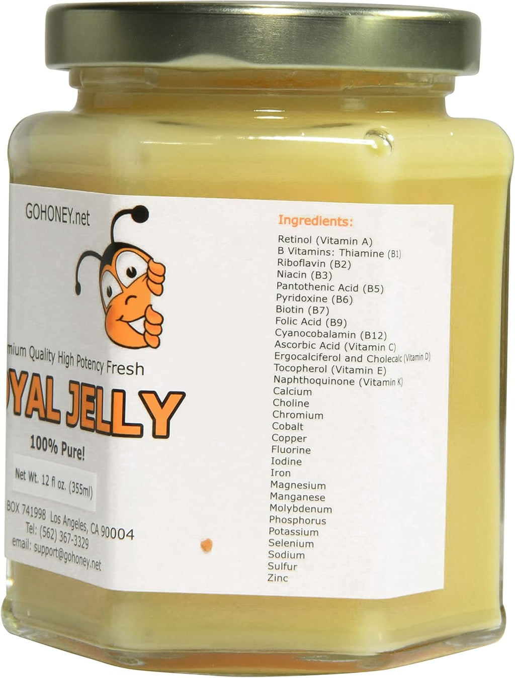 Royal Jelly Organic – Unfiltered Raw Royal Jelly Energy Supplement for Men and Women – Immune Support Supplement with Retinol, Vitamin B, Biotin, Niacin, – 12 oz, Glass jar