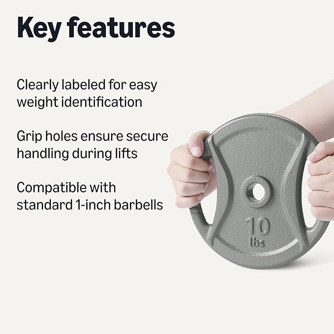 Amazon Basics 1-Inch Cast Iron Grip Weight Plates