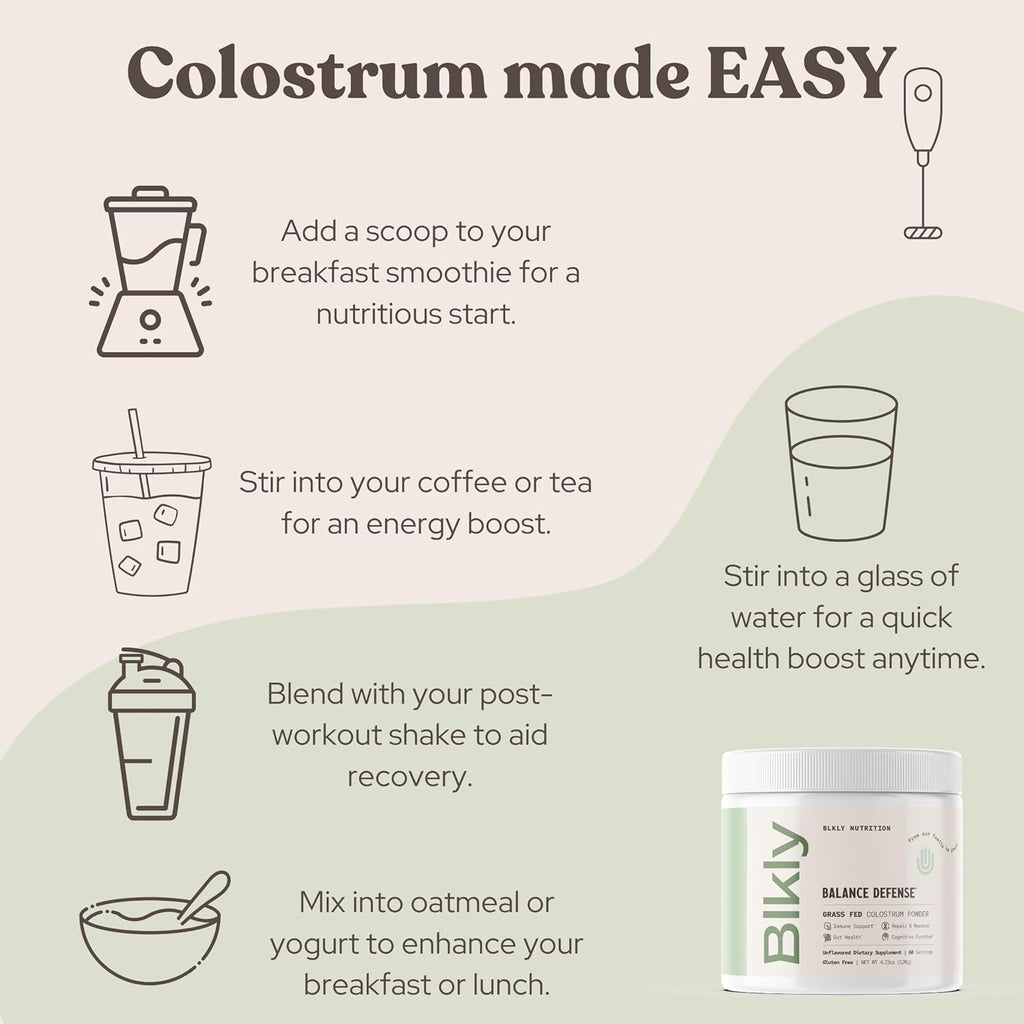 Colostrum Supplement Powder for Gut Health, Immune Support, Muscle Recovery & Wellness | Natural IgG Pure Whole Bovine Colostrum Superfood, Unflavored, 60 Servings