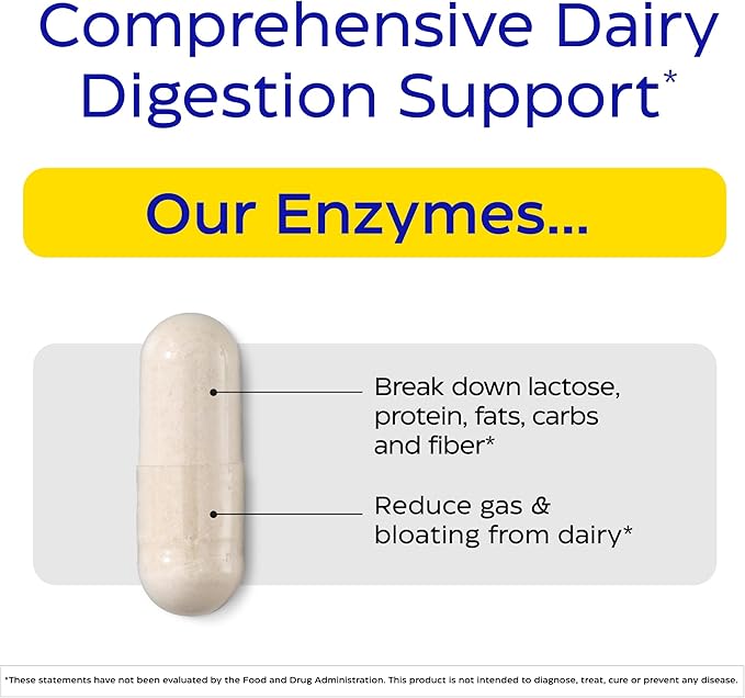 Enzymedica Lacto, Advanced Lactase Pills for Dairy Support, Helps Break Down Lactose, Casein & Fat, Dairy Relief Pills, Vegan, 30 Capsules