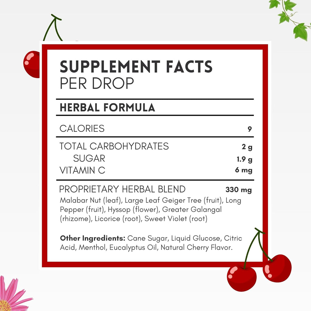 HERBION Naturals Cough Drops with Natural Cherry Flavor, Dietary Supplement, Soothes Cough, for Adults and Children Over 6 Years, 25 Drops, No Artificial Flavor, 125 Lozenges, Pack of 5
