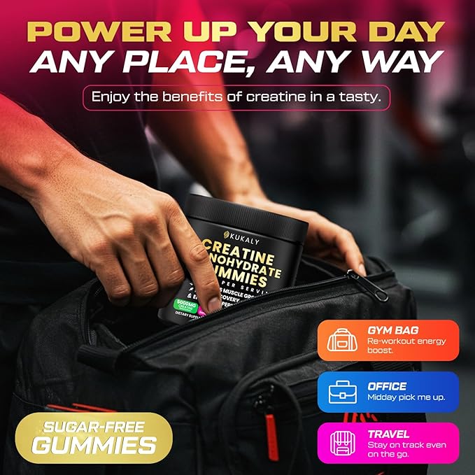 Creatine Monohydrate Gummies for Men & Women, 9000MG Creatine Gummies Sugar Free with L-Taurine, BCAA 2:1, B12 B6 for Boost Strength, Focus & Endurance, Vegan, Non-GMO, Raspberry 120*2 Bottle