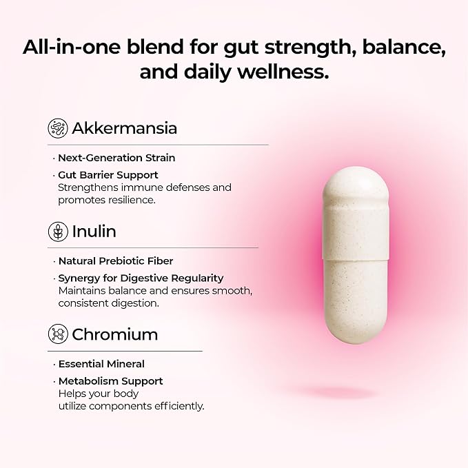 Gut Health & Immune Balance Supplement - Probiotic-Inspired Postbiotic Formula with Premium Akkermansia EB-AMDK19, Supports Digestion & Immunity, Made in USA