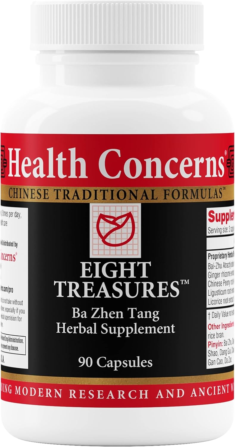 Health Concerns Eight Treasures – Menstrual Relief & Women's Health Supplement – Uterine Health, Fatigue, Irregular Cycles, Postpartum Recovery – Herbal Chinese Medicine – 90 Capsules