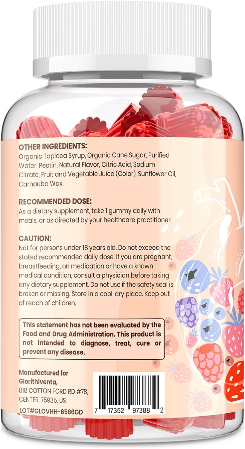 Cholesterol Supplement with Plant Sterols & Stanols, Guggul, Bergamot Orange Extract, Red Yeast Rice, Plant Sterols Complex Gummies, Mixed Berry Flavor, 60 Counts