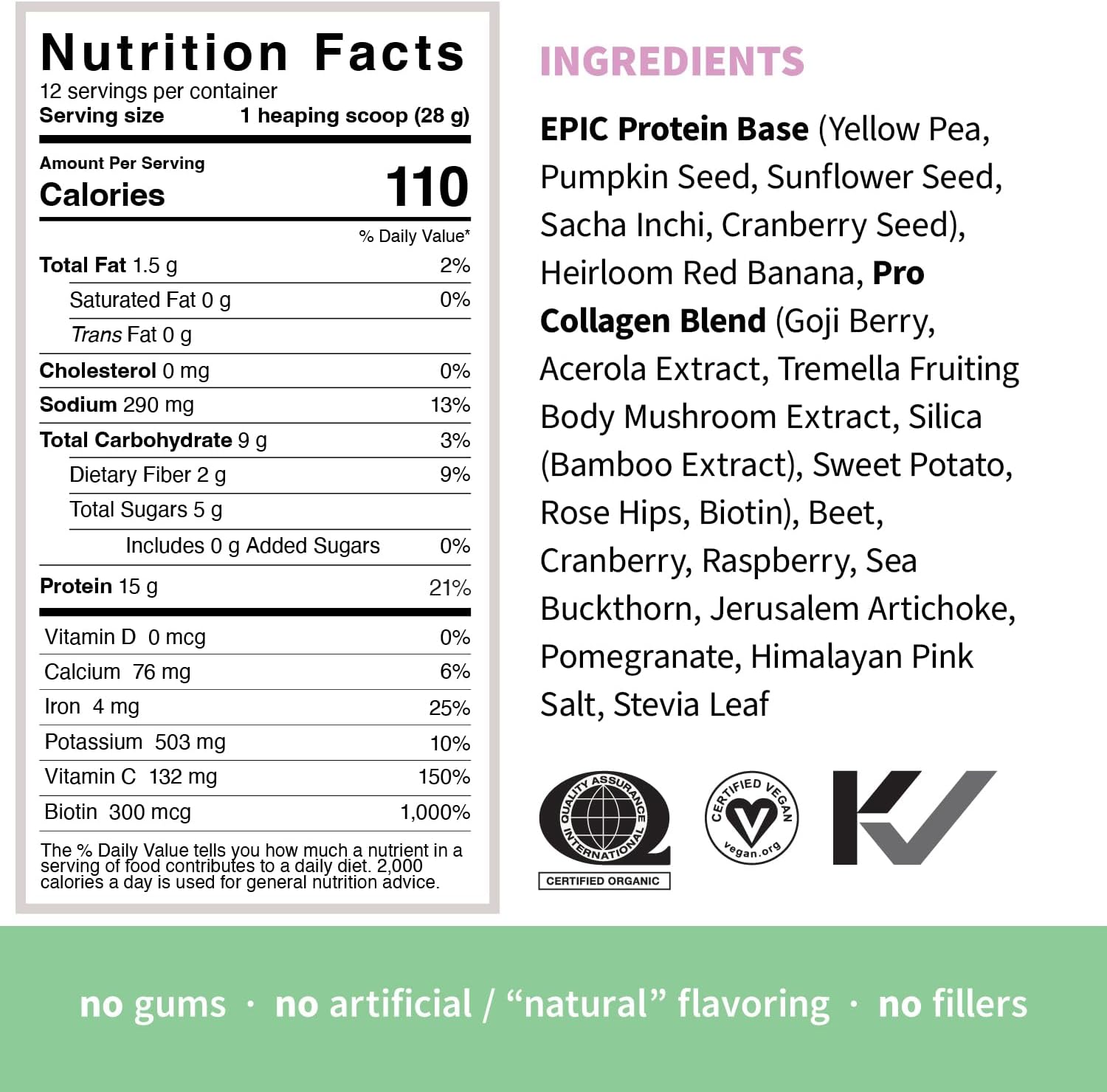Sprout Living Epic Protein, Plant Based Protein & Superfoods Powder, Pro Collagen, Berry | 15 Grams Organic Protein Powder, Vegan, Non Dairy, Non-GMO, Gluten Free, Low Sugar (0.7 Pound, 12 Servings)
