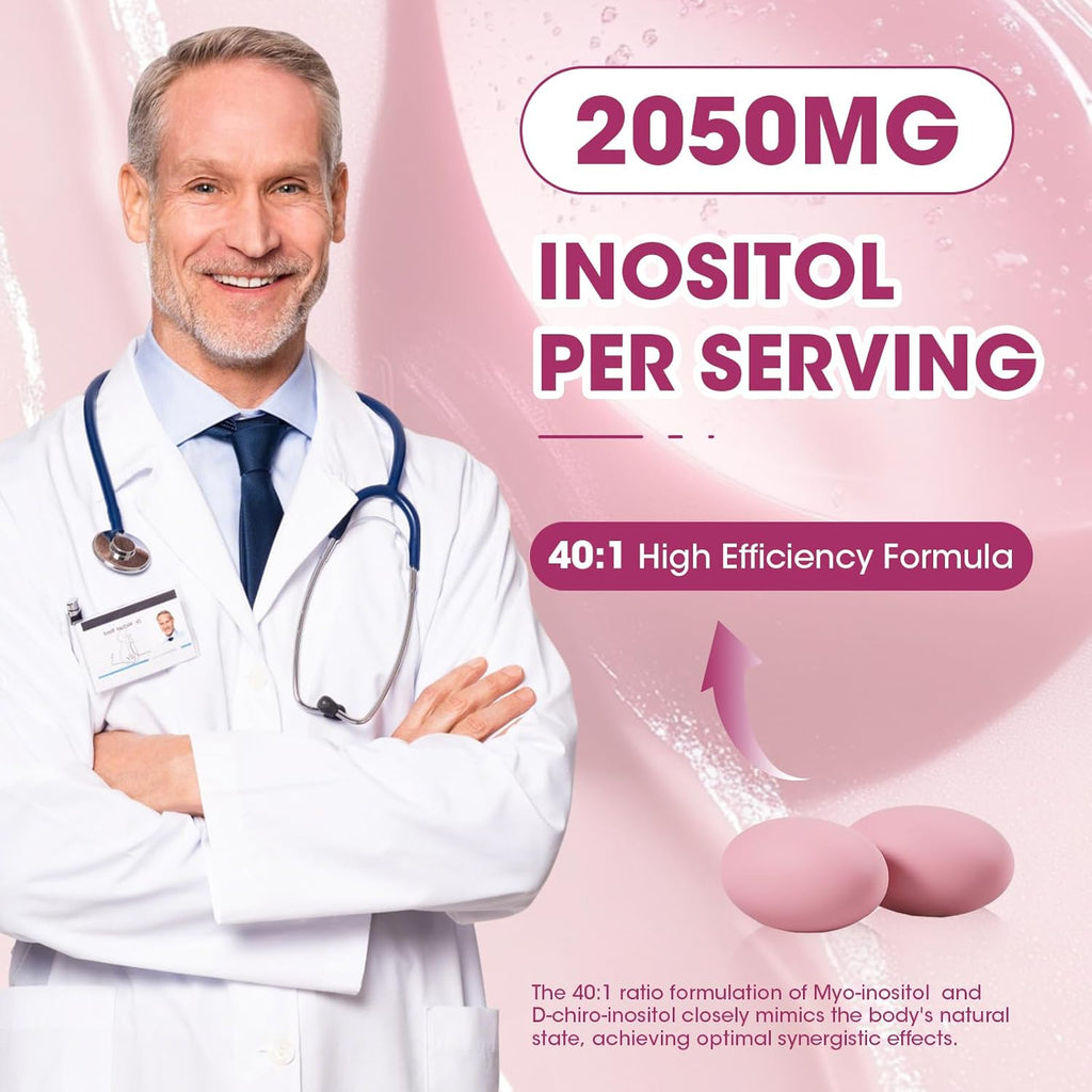 Liposomal Myo-Inositol & D-Chiro Inositol Supplement for Women - 40:1 Ratio Plus Omega-3 - Hormone Balance, Support Ovarian, Help Menstrual Cycles & Mood - Vegan 120 Softgels
