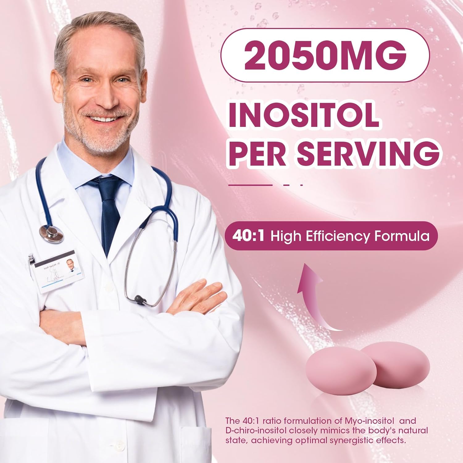 Liposomal Myo-Inositol & D-Chiro Inositol Supplement for Women - 40:1 Ratio Plus Omega-3 - Hormone Balance, Support Ovarian, Help Menstrual Cycles & Mood - Vegan 120 Softgels