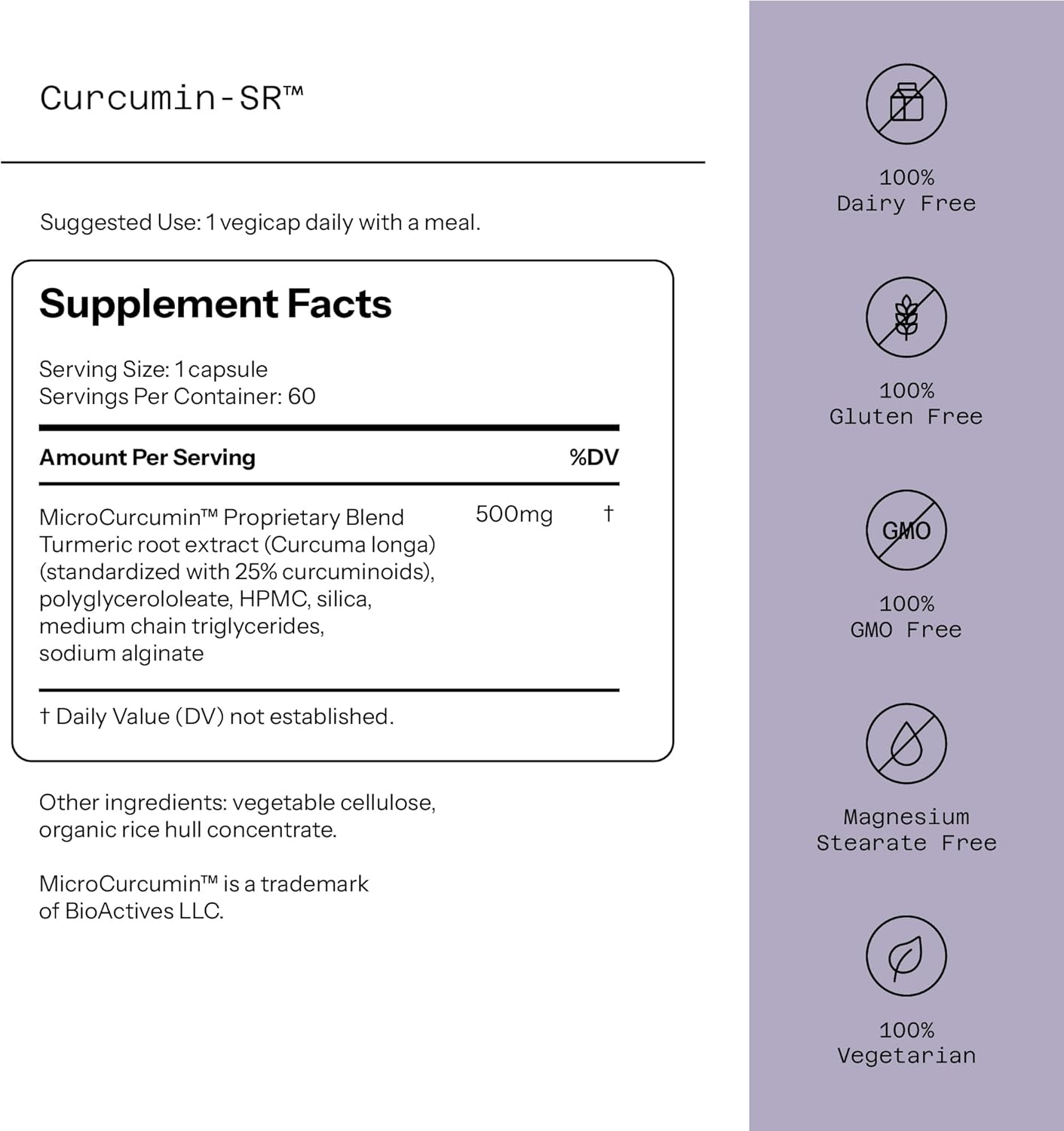 Quality of Life Curcumin-SR - Healthy Aging, Inflammation Support - 60 Vegicaps