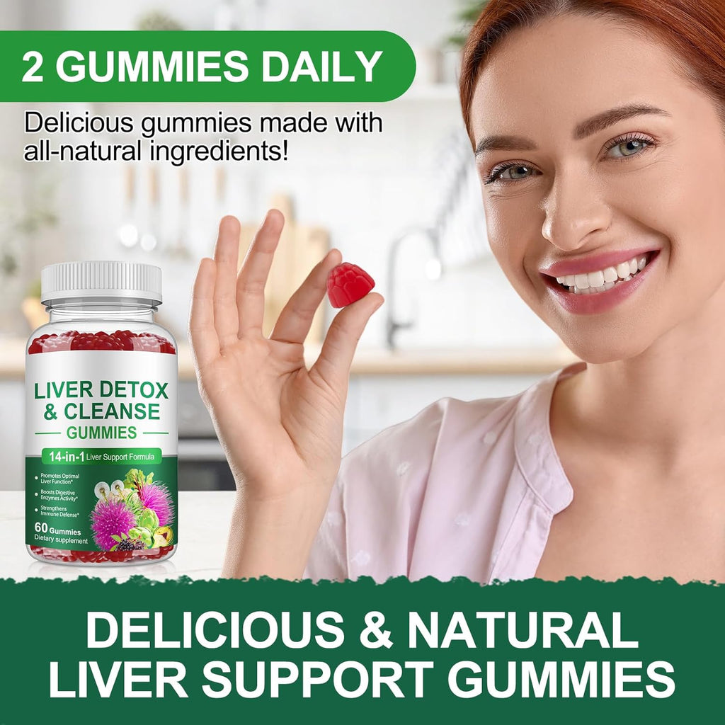 Gummy Milk Thistle, Liver Support Supplement, Immunity & Overall Health, for Your Liver Cleanse Detox & Repair, Promotes Optimal Liver Function, Glutathione, with Alpha Lipoic Acid, 60 Count