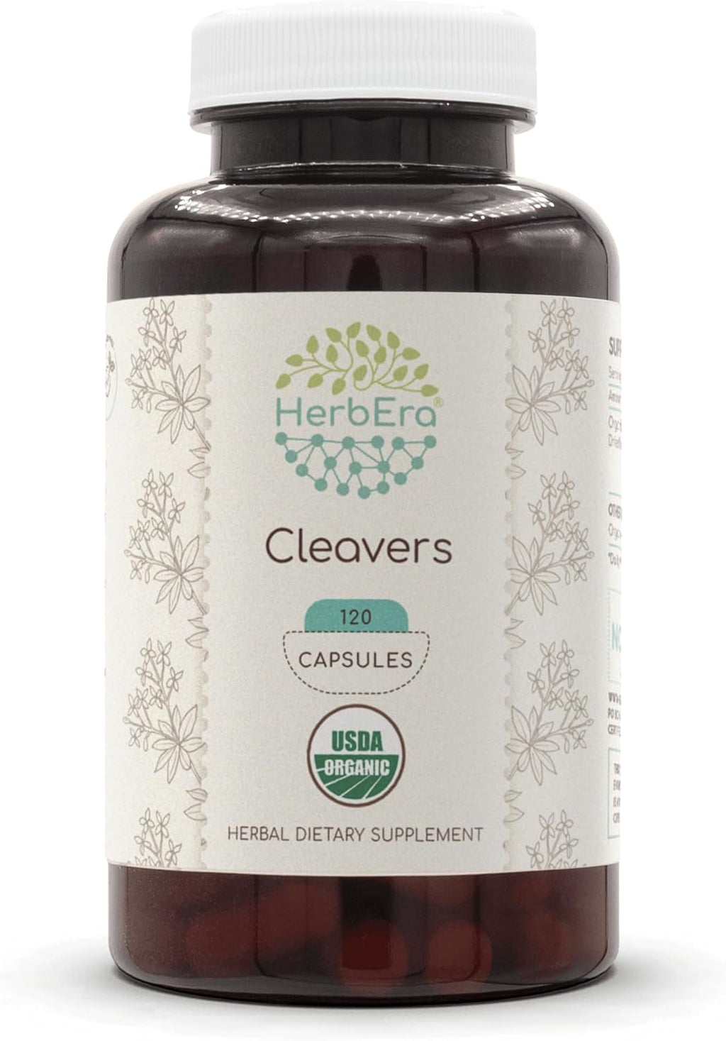 Cleavers USDA Organic 120 Capsules | Natural Herbal Supplement | Certified Organic Vegetarian Capsules and Organic Cleavers (Galium aparine) Dried herb (120 Capsules)