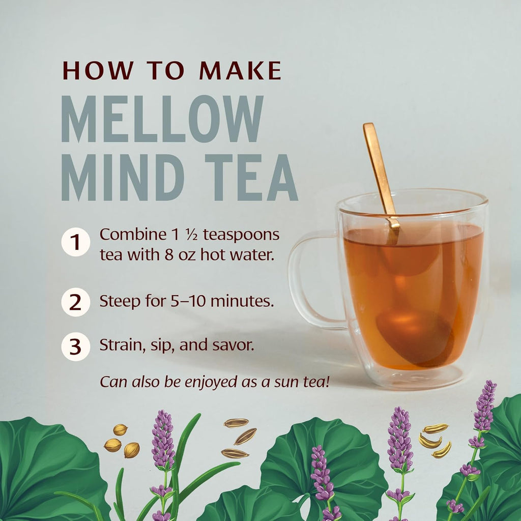 Banyan Botanicals Mellow Mind CCF Tea – Organic Lavender Chamomile Tea with Gotu Kola – Caffeine-Free Relaxation Tea for Stress Relief* – 1.5 oz. – Non-GMO Sustainably Sourced Herbal Loose Leaf Tea