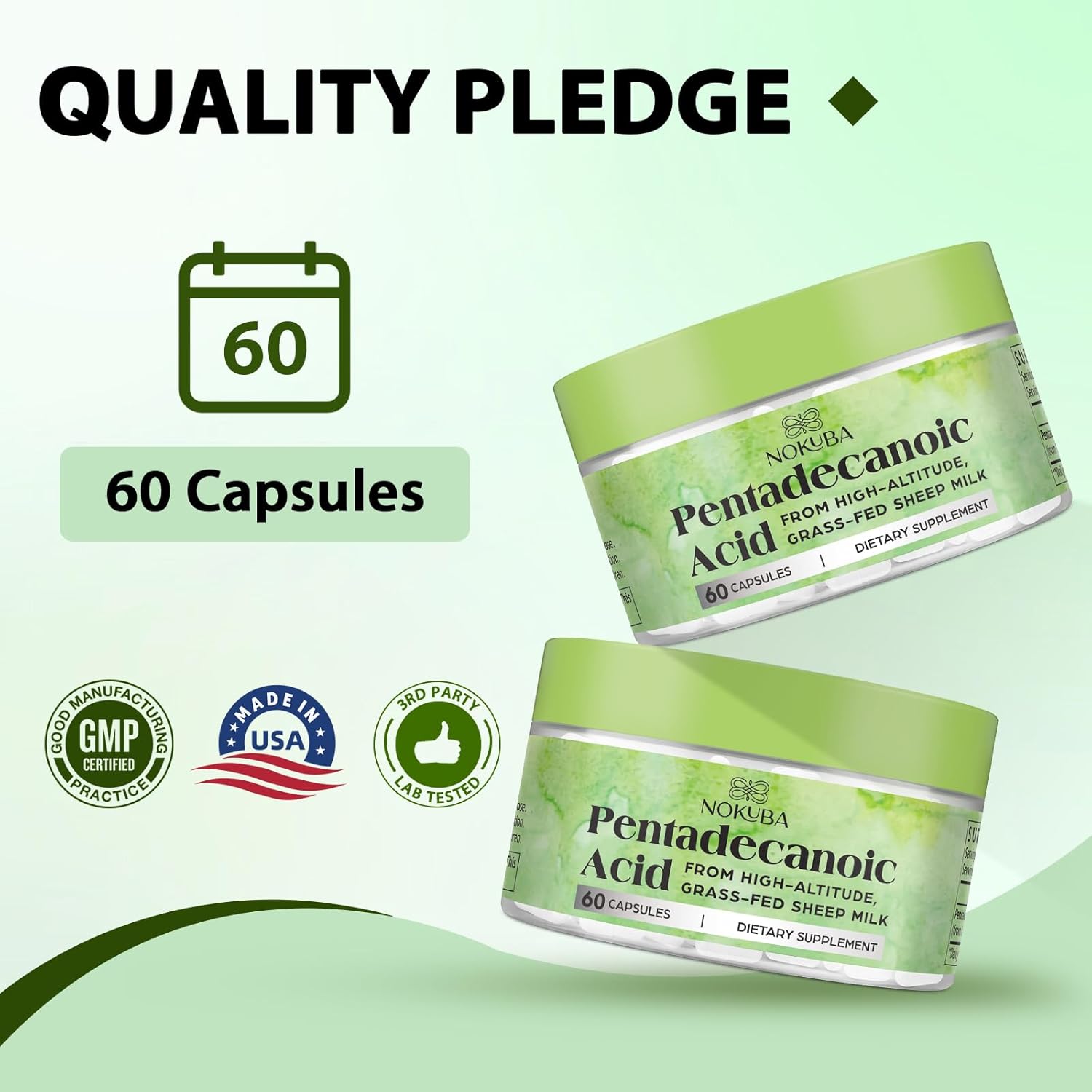Pentadecanoic Acid | 300mg High-Altitude Sheep Milk Sourced | 60 Capsules