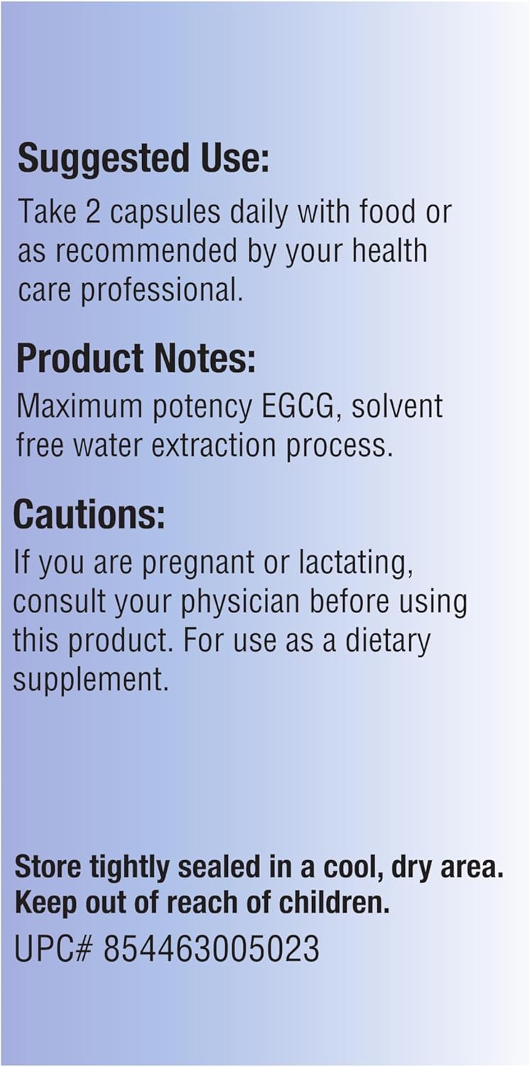 EGCG Green Tea Extract 90 Capsules 670mg Extract Per Capsule Standardized to 98%+Polyphenols 60% EgCG Very Low Caffeine