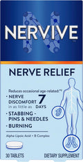 Nervive Nerve Relief, with Alpha Lipoic Acid, to help Reduce Occasional Nerve Discomfort in as Little as 7 Days, ALA, Vitamins B12, B6, & B1, Turmeric, Ginger, 30 Tablets (Packaging May Vary)