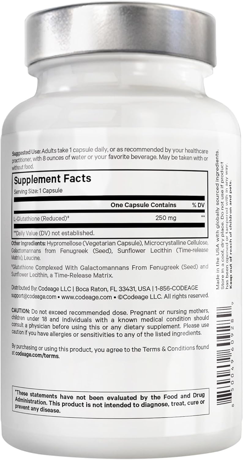 Amen Glutathione-SR+ Advanced Sustained-Release Supplement - 2-Month Supply - Reduced L-Glutathione - Galactomannans Fenugreek Seed - Time-Reduced Matrix - Non-GMO - 60 Capsules