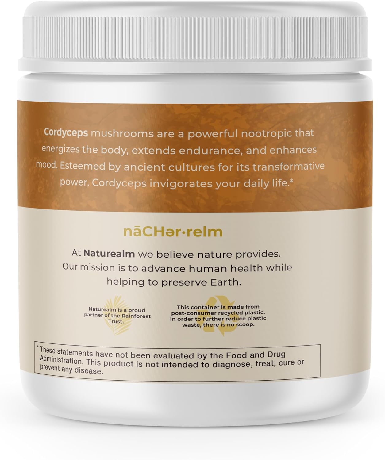 Naturealm Cordyceps Mushroom Powder - Organic Mushroom Extract for Focus, Energy & Mental Clarity - 100% Mushroom Fruiting Bodies - Cordyceps Militaris Supplement (60 Servings)