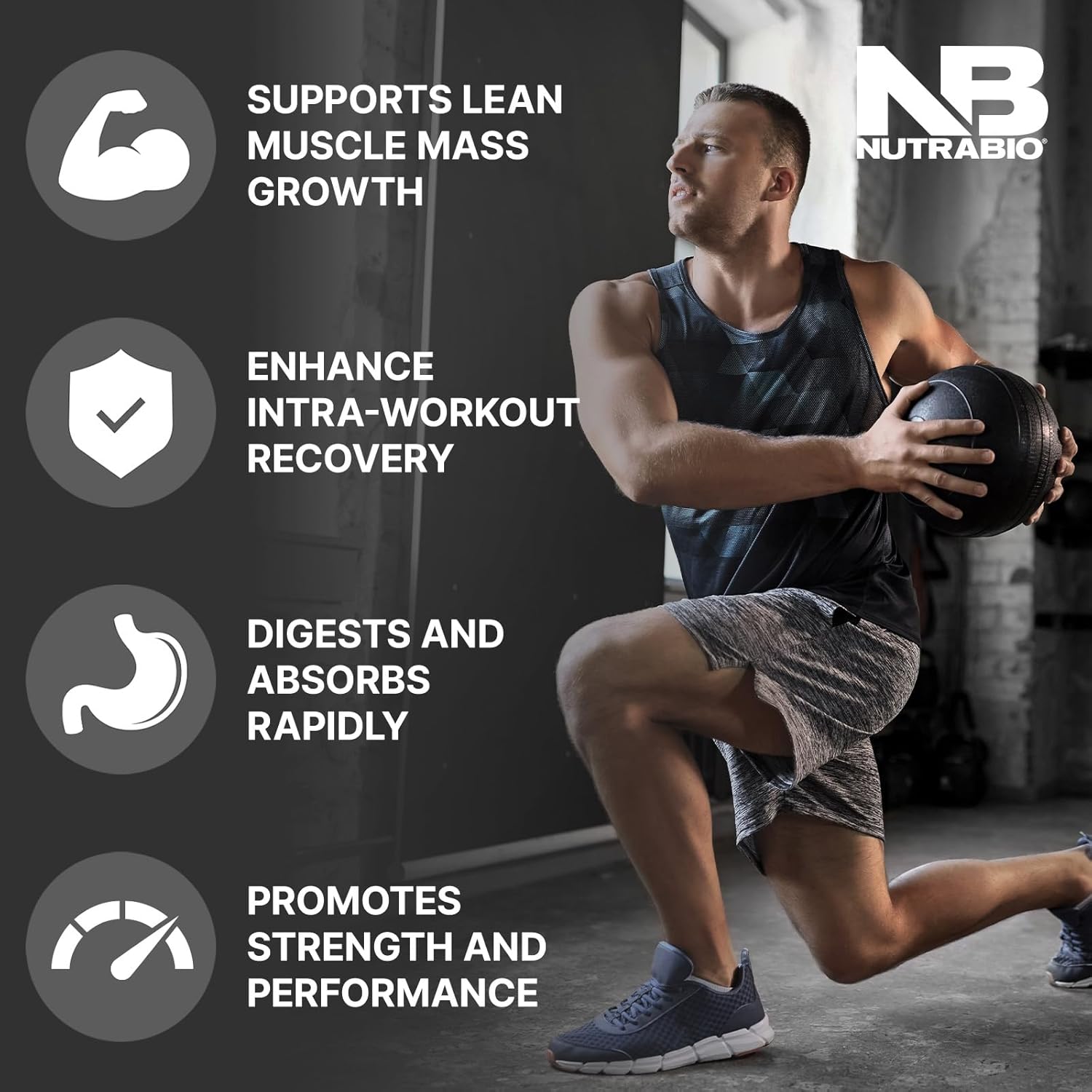 NutraBio Intra Blast Bcaa Powder Amino Acid Supplement, Electrolyte & Hydration Blend, Intra, Pre Workout & Muscle Recovery, 20g Eaa Amino Acids Powder, 5g Glutamine- Blueberry Lemonade, 30 Serving