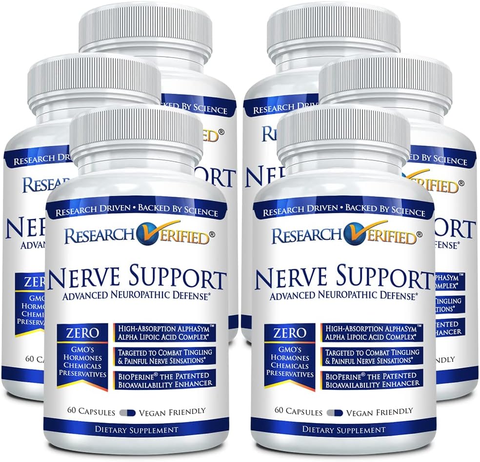 Research Verified Nerve Support - Boost Nerve Function- B Vitamins, Magnesium, Alpha Lipoic Acid, Corydalis, Boswellia, BioPerine - 360 Capsules - Vegan