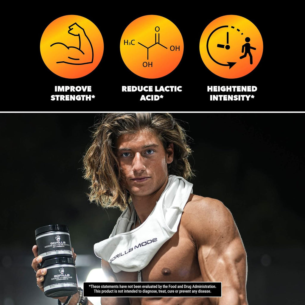 Gorilla Mind Beta-Alanine Carnosine Precursor,Enhanced Muscular Endurance, 3.2 Grams per Servings