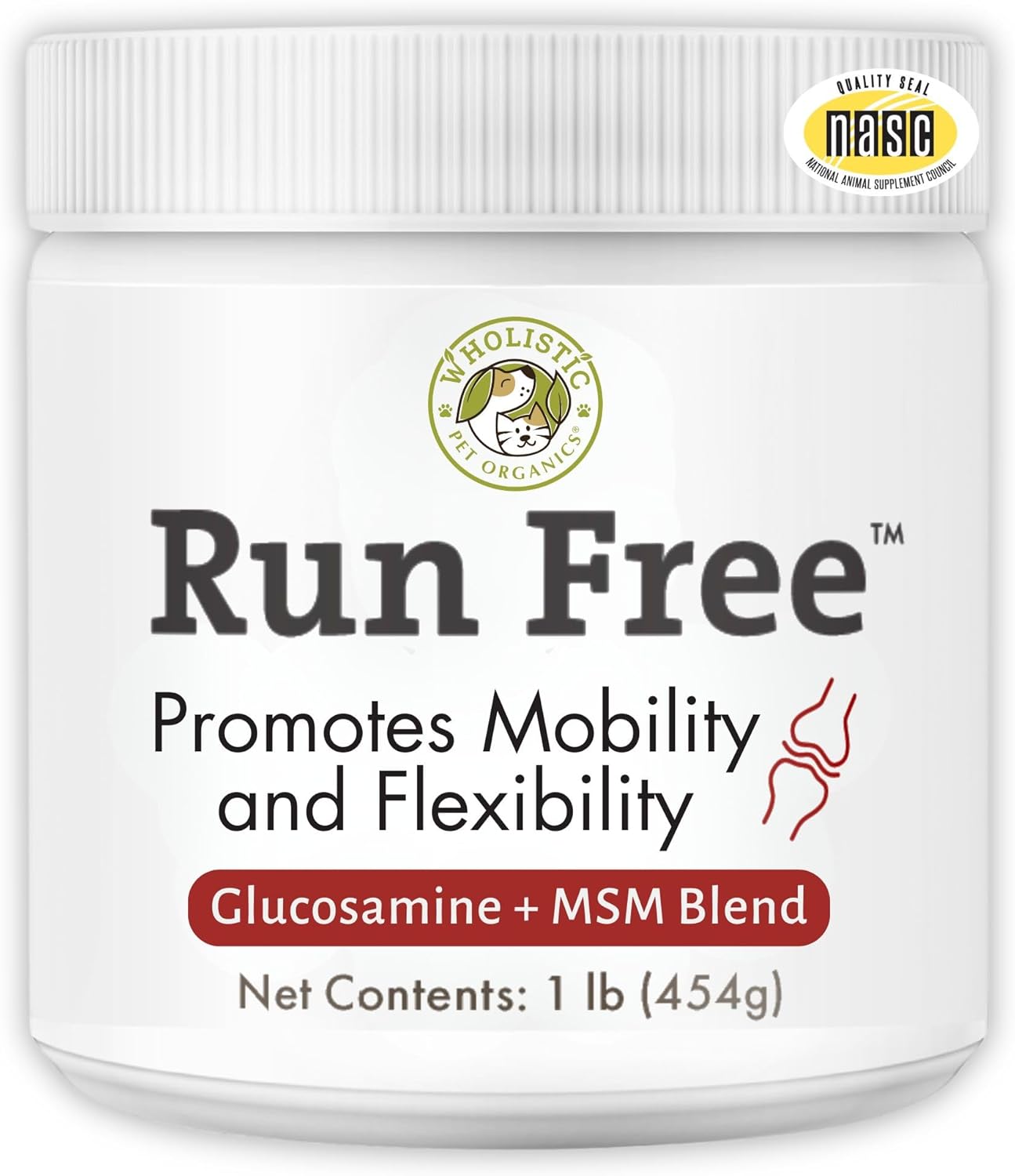Wholistic Pet Organics Joint Supplement for Dogs - 1 Lb - Daily Dog Hip and Joint Supplement with Glucosamine Chondroitin & MSM to Support Mobility - All Breeds & Ages - Organic Glucosamine for Dogs
