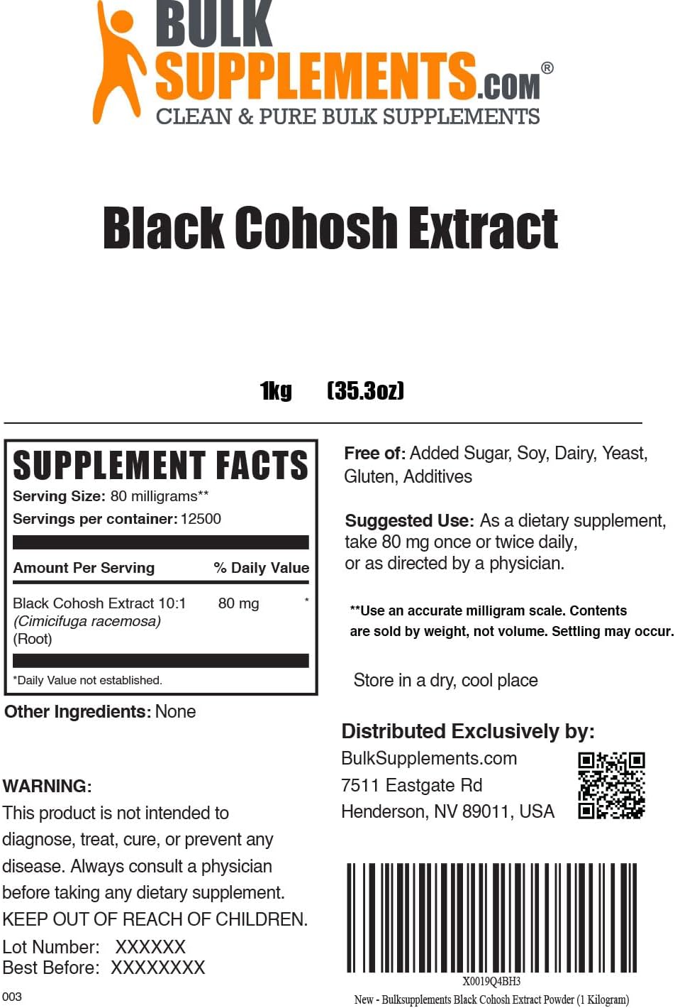 BulkSupplements.com Black Cohosh Extract Powder - Black Cohosh for Menopause Support - Black Cohosh Root Extract - Melanin Supplement - Black Cohosh Herb Supplement (5 Kilograms - 11 lbs)