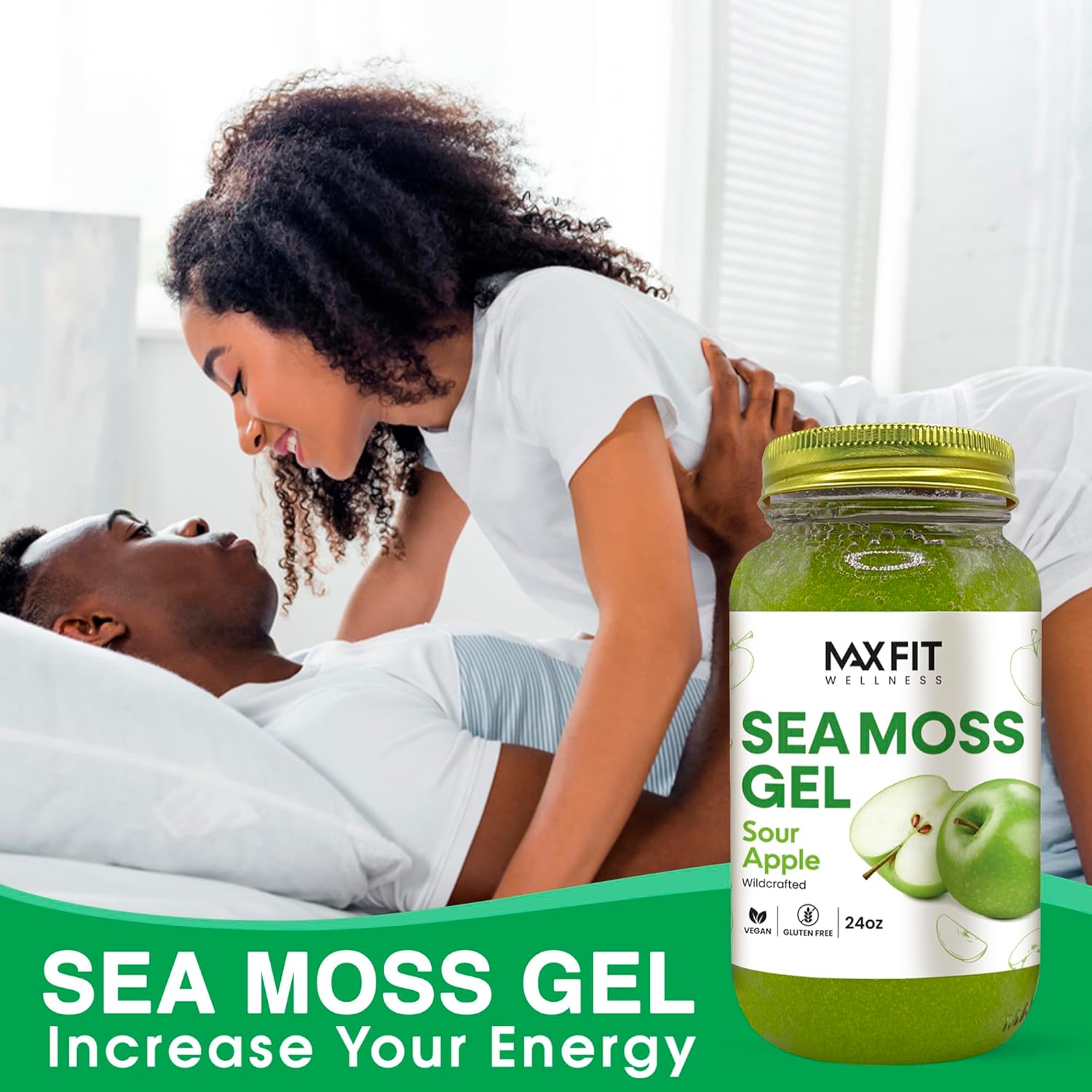 Sea Moss Gel Sour Apple Wild-Harvested 24oz Wildсrafted Gold Sea Moss Gel from Saint Lucia | 92 Vitamins and Minerals | Vegan Superfood