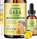 Liposomal GABA L-Theanine Drops for Kids - Liquid GABA Supplement with Magnesium, Chamomile, Lemon Balm & Vitamin B6 - Support Relaxation, Focus & Stress Relief for Kids & Adults - Lemon Flavor
