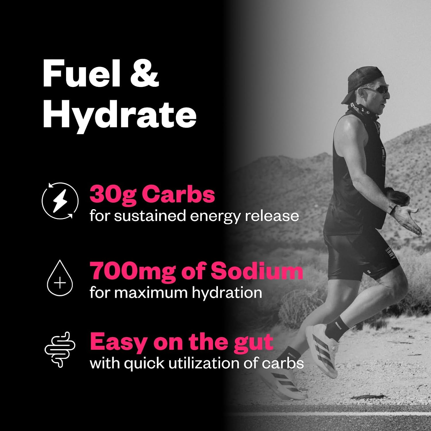 Salty Carbs Electrolyte Drink Mix 30g Dual-Action Carbs + 700mg Sodium – Endurance Fuel for Runs, Rides and Races – Gluten-Free, Dairy-Free, Non-GMO (30 Servings, Raspberry Lemonade)