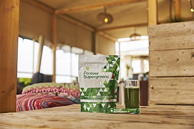 Forever Living - Forever Supergreens - Blend for Your Active Lifestyle - Supercharge Your Day w/Over 20 Powerful Greens and Superfoods. - 30 Packets