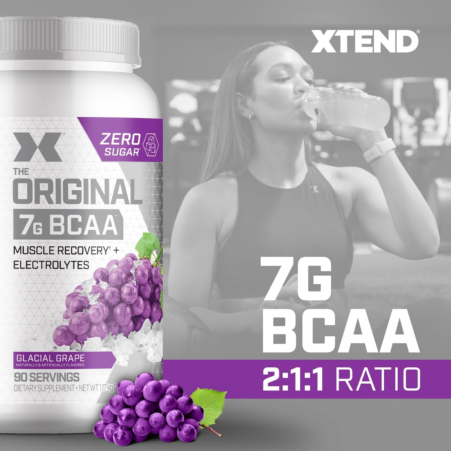 Original BCAA Powder 7g BCAA and 2.5g L-Glutamine, Sugar Free Post Workout Muscle Recovery Drink with Amino Acids for Men & Women, 90 Servings