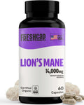 FreshCap Mushrooms Lions Mane Supplement Capsules 14,000mg - Lion's Mane, High Potency Extract, 14:1 Organic Mushroom Supplement, Ayurveda Focus Made in USA (60 Capsules)