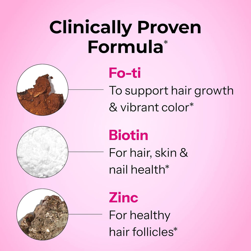 HUM Hair Strong - Daily Gummies with Biotin to Improve Hair Growth - Fo Ti, Folic Acid, Zinc, Vitamin B12 & PABA to Support Healthy Hair, Skin and Nails for Women and Men (60-Count)