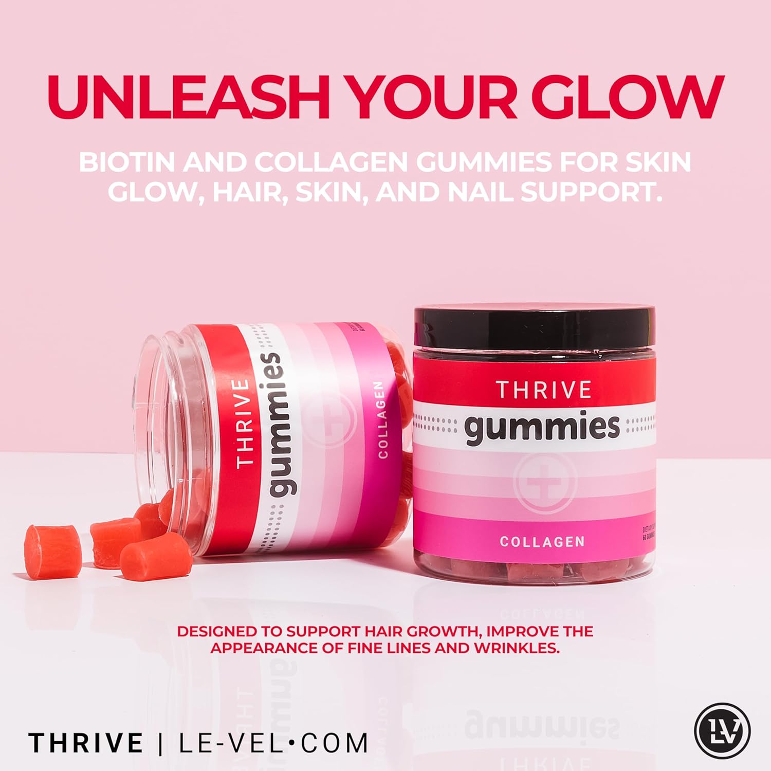 Le-Vel Thrive Collagen Gummies | 30 Servings | Hair, Skin & Nails Support with Biotin & Collagen