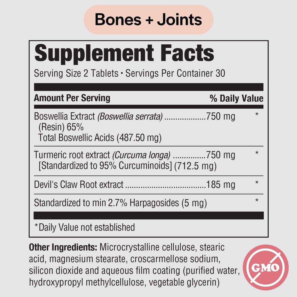 PureFormulas Boswellia Turmeric Supplements for Joint Health & Immune Support Boswellia Extract Turmeric Supplement 60 Tablets, 2-Pack